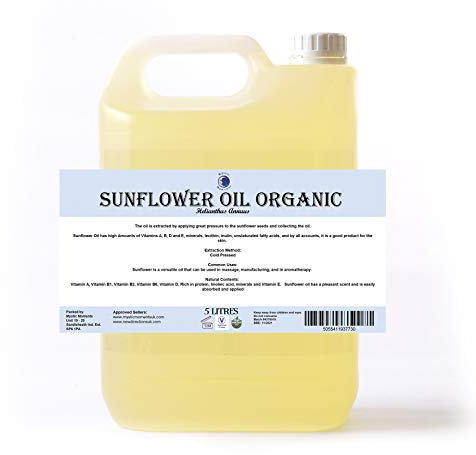 Mystic Moments Olio vettore di semi di girasole biologico, 5 litri, puro al 100%