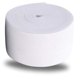25 m Gummiband Breit 10,15, 20, 25, 30, 40, 45, 50 mm Schwarz oder Weis mittlere Zugkraft (15 mm, Weis)