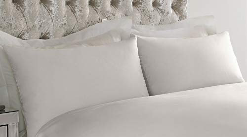 Sapphire Collection 2 x Luxury Pair of Housewife Pillow Cases Non Iron Percale Bedroom Bedding Pillow Cover (White)