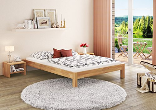 Erst-Holz®Einzelbett in Überlänge 120x220 Buche-Bettgestell mit Federholzrahmen 60.84-12-220 FV