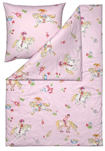 ESTELLA Mako Interlock Jersey Kinderbettwäsche Lena rosa 100x135 cm + 40x60 cm