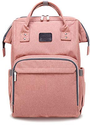 SONARIN Multifunktions Baby Wickelrucksack mit Kinderwagen Strap,Große Kapazität,Wickeltasche,Reise-Rucksack-Organizer,Wasserdicht,Anti-Dirty Transparent Film,Stilvoll,Ideal Geschenk(Rosa)