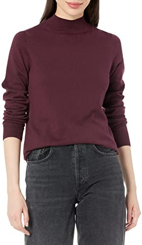 Amazon Essentials Maglione Leggero con Collo a Lupetto (Disponibile in Taglie Forti) Donna, Bordeaux, L