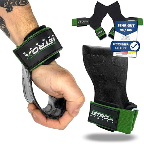 NetroxSports - Power Grips Fast Zughilfen für Krafttraining – Fitness Lifting Straps für Kreuzheben, Bodybuilding mit Handgelenkschutz - Grip Zughilfe, Zughilfen Gym, Griffhilfen Männer & Frauen