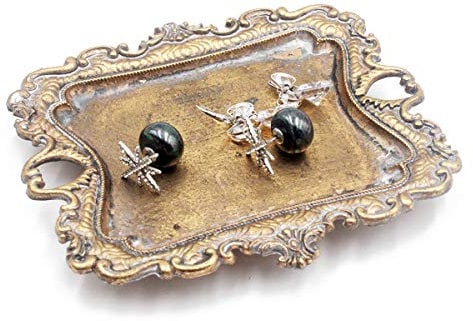 Funly mee Antique Trinket Dish Vintage Gold Jewelry Tray, Ring Holder
