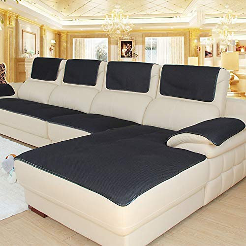 CClz Anti-rutsch Atmungsaktive Sofabezug Für Haustiere Hund, Sommer Sectional Sofa Sofa Überwurf Für Ledersofa Schmutzabweisend Möbel Protector-schwarz 70x150cm(28x59inch)