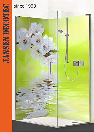 Eck-Duschrückwand, 2 Segmente je 90x200cm, Motiv: Wasser_Orchideen