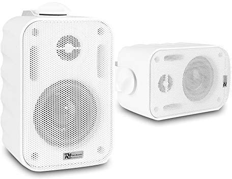 Power Dynamics BC30V 3 In/Outdoor Speakers - 100V Line & 8 Ohm - Weatherproof IPX5 - White Wall Mount Speaker Pair for Garden, Patio, Commercial Spaces - Ideal for Indoor/Outdoor Audio Systems