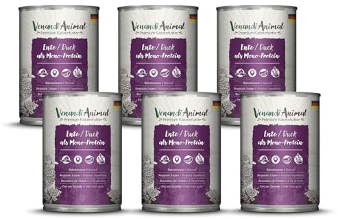 Venandi Animal - Premium Nassfutter für Katzen - Ente als Monoprotein 6er Pack (6 x 400 g), getreidefrei, Monoprotein