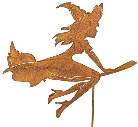 Bornhöft Gartenstecker Hexe Metall Rost Gartendeko Edelrost (Groß)