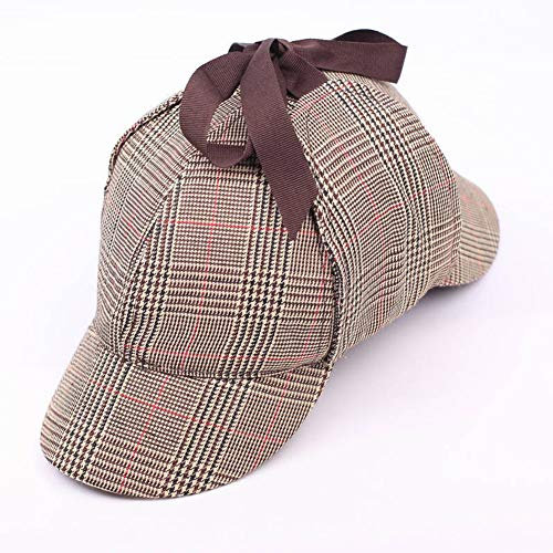MHGLOVES Hut Sherlock Holmes, Unisex Sherlock Holmes Detective Hat Cosplay Zubehör Berets Zwei Brims Beret Deerstalker (56-58Cm),Khaki