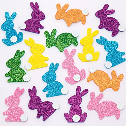 Baker Ross Osterhase Glitzer Aufkleber - 120 Stück, Oster Glitter Schaumstoff Aufkleber für Kinder zum Basteln, Gestalten und Dekorieren (FC634), sortiert