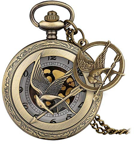 ZHAOXIANGXIANG Montre De Poche,Vintage Bronze Oiseau Et Flèche Quartz Collier Pendentif Montre De Poche Chaîne Cadeaux pour Hommes Femmes Enfants