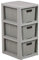 BranQ - Home essential Regal in Rattan Design, BPA-freie Kunststoff PP, Hellgrau, 29,5x24x48,7 cm, 3 Körben