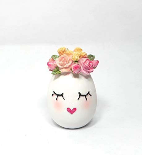 FLORISSIMA Deko-Ei mit Gesicht Blumen weiß 11,5 cm Ostern