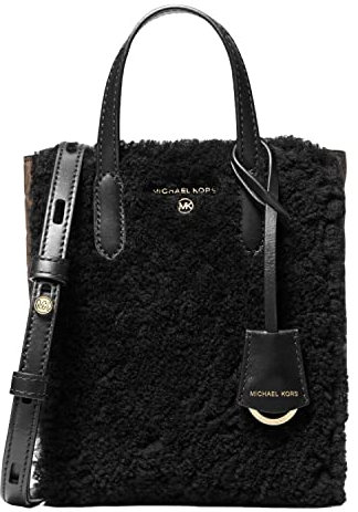 Michael Kors Sinclair Umhängetasche aus genarbtem Leder, extra klein, Braun/Schwarz, X-Small, Sinclair