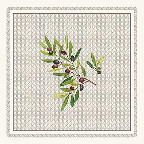 6 traditionelle Provence Servietten original von Tissus Toselli aus Nizza, 45 x 45cm, 100% Baumwolle, Nyons Natur Oliven