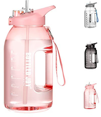 Acxilexy Botella de Agua Deportiva, 2.5L Motivational Water Bottle con Pajita, Botella de Plástico Reutilizable Sin BPA, Botella de Agua Motivacional para Fitness y al Aire Libre