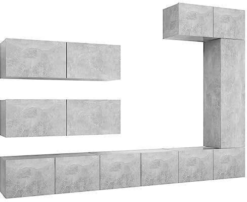 vidaXL 7 Piece TV Cabinet Set Concrete Grey Engineered Wood
