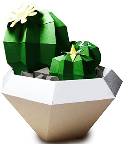 BDXZJ DIY Papier Statue Décoration Murale Papier, Géométrique Origami Bricolage Papier Fait Main, Sculpture en Papier de Cactus, Jeux d'apprentissage Artisanat Activité