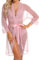 RSLOVE Sexy Lingerie for Women Lace Lingerie Set with Mesh Robe 3 Piece Set Sleepwear Nightwear Wine Pink Large