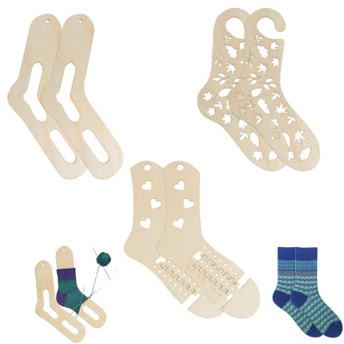6 Stück Holzsocken, Socken zum Stricken von Häkeln, Strumpf, Displayformen, handgefertigte Stricksockenform, verstellbare DIY-Stricksocken-Werkzeuge