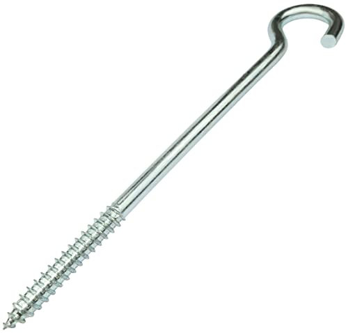 AERZETIX - C58005 - Set mit 5 Haken abgewinkelte augenschrauben zum schrauben Ø10x180mm in form C - offener haken mit selbstschneidender schraube - aus verzinktem stahl - farbe silber