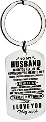 Wycian Schlüsselringe Edelstahl, Freund Schlüsselanhänger Silber Gravur to My Husband Edelstahl für Frauen Männer Freundin