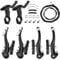 Glarks 8 Pcs Bike Brake Set - 2 Pairs Black V Type Brakes, 1 Pair Handlebar Levers, 2 Front and Rear Cables for Mountain and Road Bikes