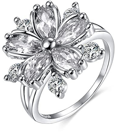 PAIHUIART Ring Ringe Damen Bijouterie Frauen Schmuck Sakura Princess Engagement Rings for Bride Jewelry Romantic Cherry Blossom Zircon Lady Rings 7 White