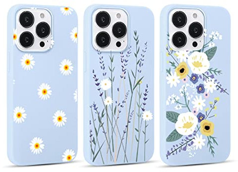 Yoedge 3 Pezzi Custodia per Apple iPhone 14 Pro 6,1 Pollici, TPU Silicone Custodia Morbida Ultra Sottile Case con Disegni Fantasia aesthetic,Antiurto Protettiva Originale Cover per iPhone14 PRO, Fiore