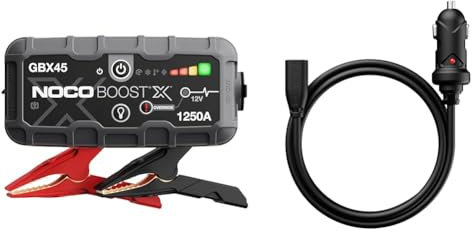 NOCO Boost X GBX45, Avviamento di Emergenza Portatile 1250A 12V UltraSafe, Booster al Litio Professionale, Cavi Batteria Auto e Powerbank & GBC011 Caricabatteria Auto 12V Boost X