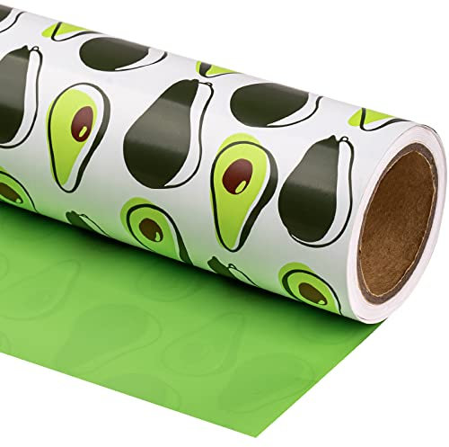 WRAPAHOLIC Wendbares Geschenkpapier – Mini-Rolle – 43,2 cm x 94,4 m – niedliches Avocado-Design, perfekt für Kindergeburtstag, Party, Babyparty