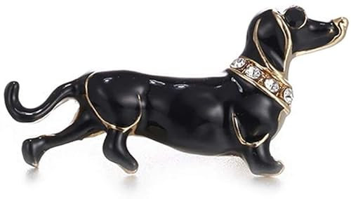 Broche en forme de chien teckel mignon en forme d'animal broche en émail broche pour femme, bijoux cadeau (couleur : noir), Gemme