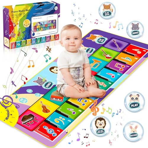 ENCOUN Klaviermatte, Piano Matte Kinderspielzeug ab 1 Jahr,Tier Klaviermatte Musikmatte, Lernspielzeug Geschenke für Baby Jungen Mädchen ab1 2 3 4 5 Jahre, 110cmx36cm