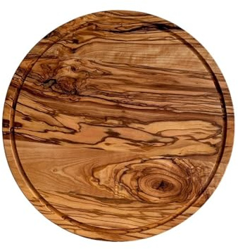 Tagliere rotondo per pizza in legno d'ulivo, tagliere rotondo in legno (25 cm)