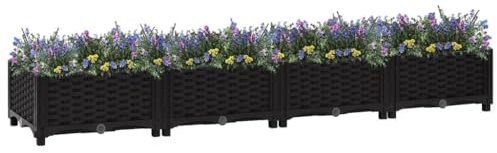 puraday Jardinière de Jardin 160x40x23 cm Noir Polypropylène Lit de Plantation Offre Suffisamment d’Espace Pot de Terrasse Balcon pour Plantes Légumes Herbes Aromates Fleurs