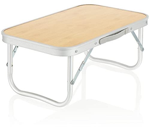 com-four® Campingtisch aus Aluminium - flexibel einsetzbarer Klapptisch - Falttisch mit Tragegriff - Leichter tragbarer Beistelltisch für Picknick, Balkon, Garten und Camping (Tisch - Hellbraun)