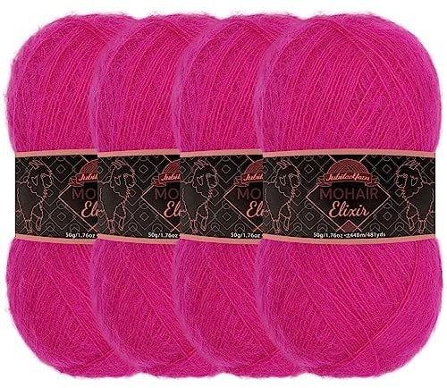 JubileeYarn Mohair Elixir Yarn - 50g/Skein Baby Wool Blend - Violet Fizz - 4 Skeins