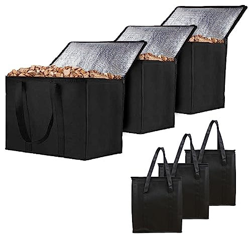 Holzpellet-Aufbewahrungsbehälter für Smoker, 3 Stück, 9 kg, wasserdichte Kraftstoff-Pellet-Aufbewahrungstasche, Holzkohle-Aufbewahrungstasche, Grill-Pellet-Aufbewahrungsbehälter für Holzkohle, Grill,