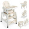 RELAX4LIFE 3 in 1 Seggiolone Pappa, Seggiolone Multifunzione con Doppio Vassoio Estraibile, Schienale Regolabile, Cuscino Staccabile e Cintura di Sicurezza, per Bambini 6-36 Mesi, 20KG (Beige)