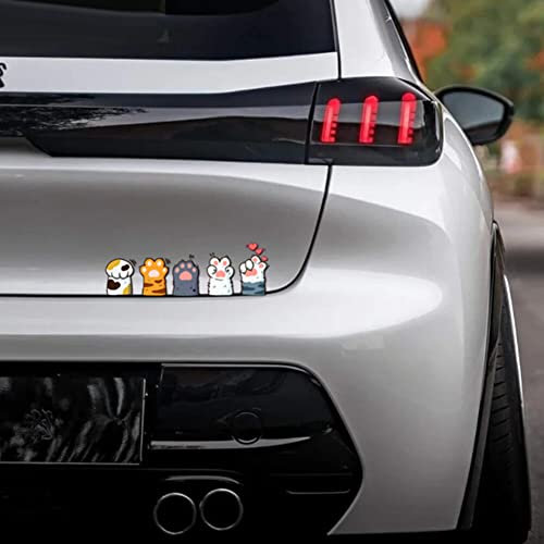 BYNYXI 6er Set Katzen Auto Aufkleber, Lustige Katzen Aufkleber Heckscheibe Cartoon Tier Katze Kätzchen Sticker Katze Pfoten Wasserdicht Cat Aufkleber Fenstersticker für Auto Motorrad Laptop Fahrrad