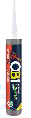 OB1 PaintersPal White - Extremely Paintable Hybrid Sealant & Caulk - Glazing & Joints - No Shrinking - Bubble Free - UV Resistant - Interior & Exterior - 290ml