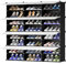 JOISCOPE Gran Zapatero Armario Apilable, Zapatero Entrada Recibidor, DIY Estanteria Zapatos Multifuncional, Material Ecológico Armario Zapatero, Fácil Limpiar Mueble Zapatero, 3 x 8, Blanco & Negro