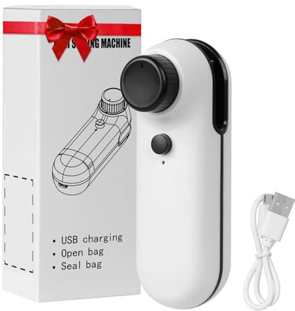 LURICO Mini Sigillatrice per Sacchetti, 2 in 1 Mini Sigilla Sacchetti, Portatile Della Mano Sealer, Sigillatore per Sacchetti USB Ricaricabile, per Snack Sacchetti di Plastica Freschi Biscotti