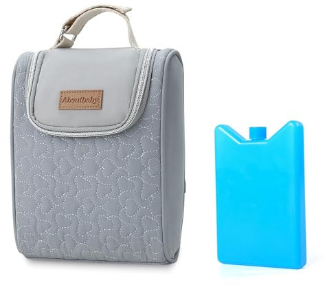 TRENDPLAY Baby Cooler Bag Breast Milk Tote Bag with Ice Pack Fits 4 Baby Bottles Up to 9 Ounce, Baby Bottle Bag for Working Mom Nursing Mom Daycare Outdoor, Gift for New Mom