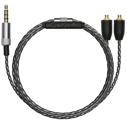 kwmobile Kopfhörerkabel für Shure SE215 / SE315 / SE425 / SE535 / SE846 / UE900 - Ersatz Kabel 120 cm Mikrofon Lautstärkeregler - 3.5mm Klinke
