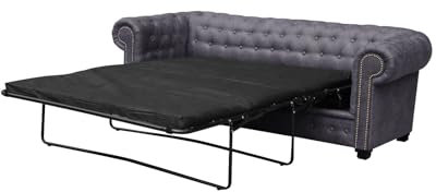Astor Chesterfield Style Sofa Set 3+2 Seater Armchair Grey Faux Leather (3 Seater Sofa Bed)