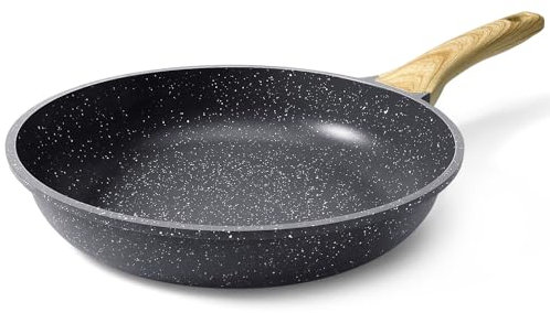 GiPP Nonstick Skillet Frying Pan,Grey Granite Non Stick Pans,Omelette Pan with Heat-Resistant Handle,Compatible with All Stovetops,PFOA Free (Grey, 24cm)