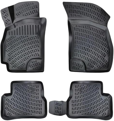 Rizline Passgenau 3D Fussmatten Kompatibel mit Audi e-tron Q8 e-tron ab 2019 Passgenau Gummimatten Auto Zubehör 1. und 2. Reihe TPE Allwetter Geruchlos rutschfest Vorne & Hinten